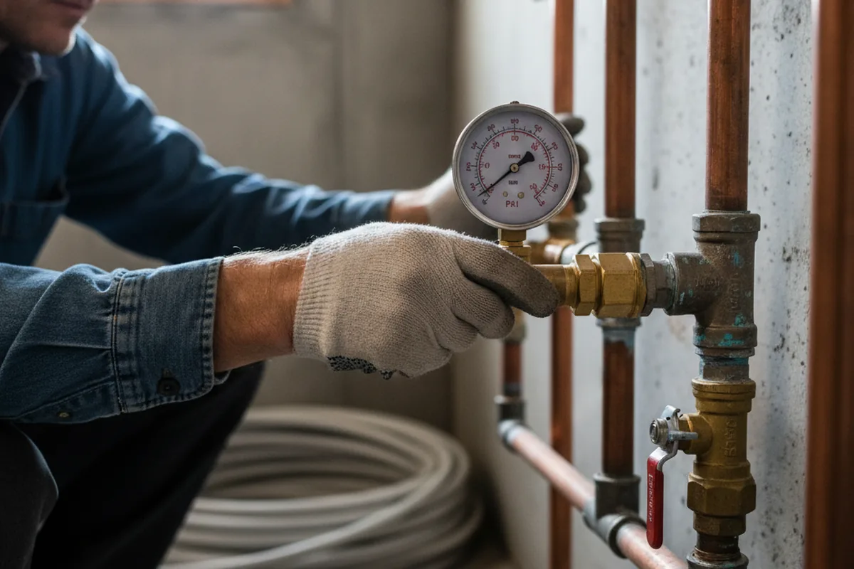 Pressure testing a repaired line during Water Line Repair in Alexandria Bay